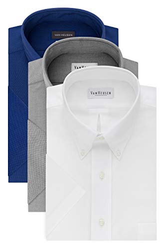 Van Heusen Men's Short Sleeve Dress Shirt Regular Fit Oxford Solid