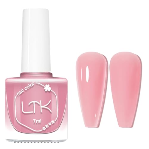Geleerosa Esmalte de uñas brillante, de secado rápido, esmalte de uñas de larga duración, color rosa con purpurina, esmalte de uñas regular no tóxico, sin lámpara UV, para mujeres, DIY Nail Art