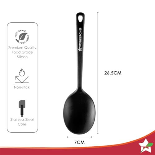 Image of Waterstone Silicon Spoon | Stainless Steel Core | Food Grade Silicone | Ideal Depth | Use for Cooking and Serving Gravies, Dals, etc. | Non-Stick, Flexible, Heat Resistant, Stylish Design