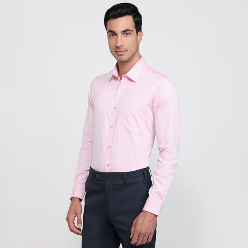 Image of Raymond Men Slim Fit Dobby Pattern Pure Cotton Semicutaway Collar Full Sleeve Formal Shirt