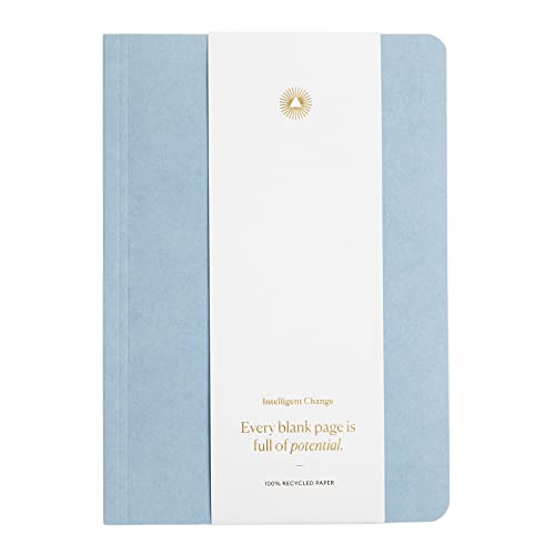 Intelligent Change Daily Small Notebook, Lined Journal Notebook, Work Notebook for Productivity and Mindfulness, Soft Cover A5 Journal for Writing Notes, 144 Pages, Light Blue Notebook