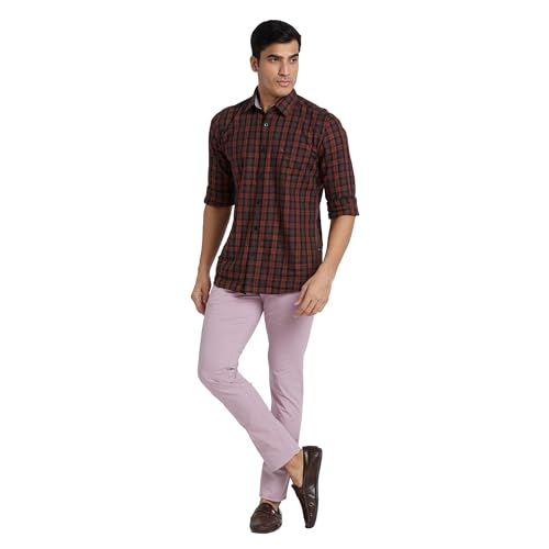 Image of Parx Men's Solid Pattern Lrt Cotton Blend Flat Front Casual Trouser
