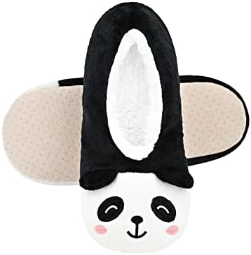 DICUIRD Womens Slipper Socks Low Cut Comfy&Warm Animal Non-skid Bedroom Slippers(Panda, 10-13)