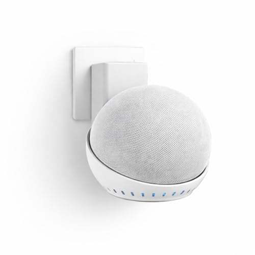 Suporte Tomada Stand Alexa Echo Dot 5 e 4 Geração Organizador de Cabo (Branco)