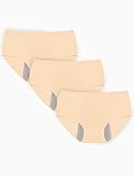 PATPAT Girls Period Underwear for Teens, 95% Viscose Made From Bamboo, Leakproof Panties, Breathable Stretchy, 3 Pack Soft Boxer Briefs for Kids, Nude 9-10 Years