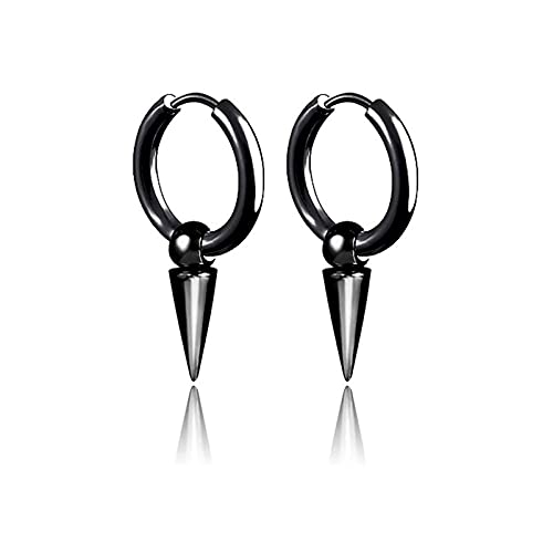 Xusamss Punk Jewelry Stainless Steel Huggie Hinged Earrings Spike Dangle Drop Earrings