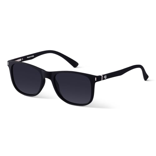 Woggles | Full Rim Square Branded Latest and Stylish Sunglasses | Polarized and 100% UV Protected | Men & Women | Medium | Lens: Black, Frame: Black - Image 2