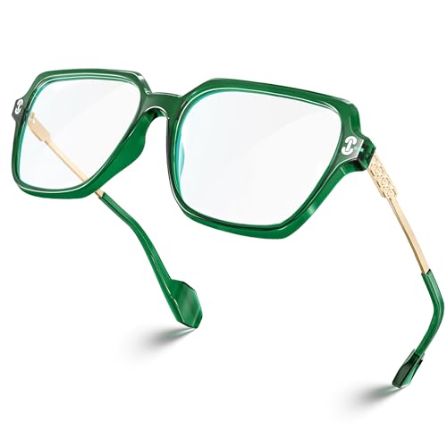 VISOONE Oversized Blue Light Blocking Glasses with Chic Square TR...