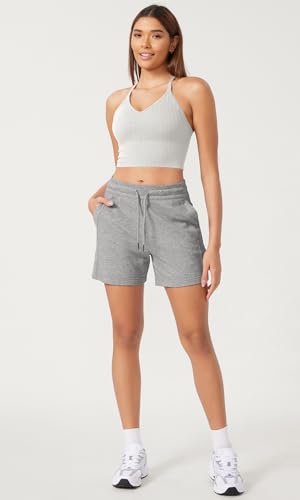 Image of ODODOS Seamless Padded Sports Bra for Women Strappy Longline Wirefree Brami Ribbed Crop Tank Tops, White, Medium-Large