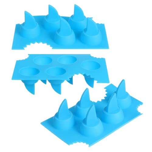 Molde para cubos de hielo forma aleta de tiburón 3 piezas silicona miniatura 1