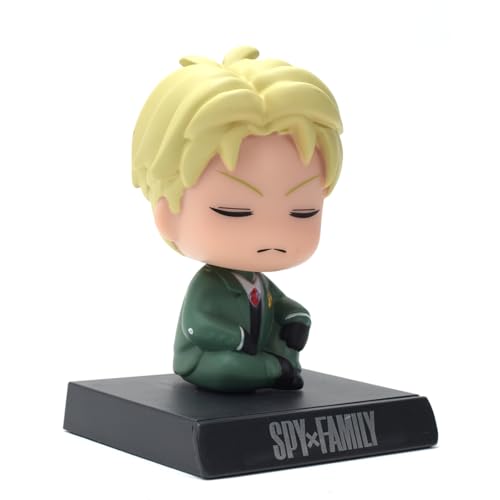 Image of Daiyamondo Super Hero Action Figure Limited Edition Bobblehead with Mobile Holder for Car Dashboard, Office Desk & Study Table (Pack of 1) (Spy Family Green Boy)