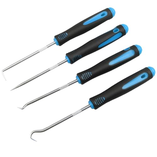 Juego de 4 piezas de pick & gancho, juego profesional de agujas y ganchos, mini juego de ganchos precisos para quitar mangueras, herramienta de gancho de desmontaje para anillos de aceite y juntas