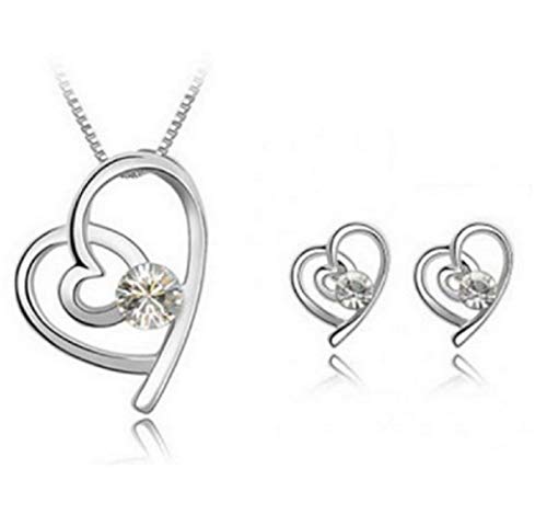 Preisvergleich Produktbild Inception Pro Infinite - Schmuckset - Herz - Herz - Damenohrringe - Strass - Halskette - Liebe - Silberfarbe