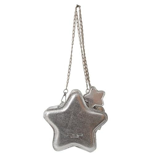 Tote Bag for Women, Womens Sparkly Metallic PU Leather Star Shape Crossbody Bag with Chain Aesthetic Small Bags