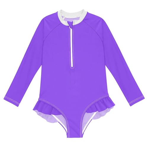 Plain Aztec Purples Baby Girl Bathing Suit Long Sleeve UPF 50+ One Piece Toddler Swimsuit Size 11-12Y