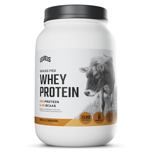 Levels Grass Fed Whey Protein Powder, No Artificials, 24G of Protein, Vanilla Cinnamon, 2LB