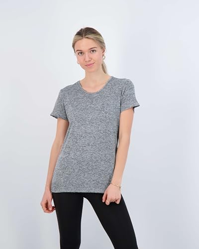 Image of Real Essentials 5 Pack: Women's Dry Fit Tech Stretch Short-Sleeve Crew Neck Athletic T-Shirt Available in Plus Size Set Medium