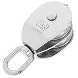 Beaupretty Polea de Cuerda Doble M50 de 50 Mm Rueda de Polea Mini de Acero Inoxidable Capacidad de Carga 400 Kg Herramienta para Taller y Manejo de Materiales