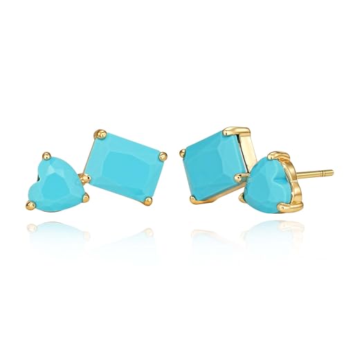 FETTERO Stud Earrings for Women - 14K Gold Plated CZ Hypoallergenic Earrings Studs Dainty Black CZ Leaf Gold Earrings for Women Trendy Statement Jewelry