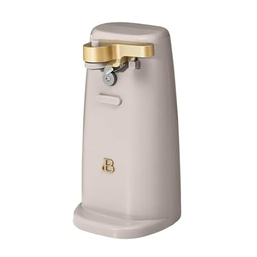 Beautiful Easy-Prep Electric Can Opener with 70-watt motor effectively, Auto-turn & One-Touch Operation Built-in knife sharpener and bottle opener by D'rew Barry'more (Porcini Taupe)