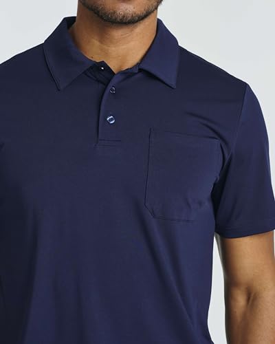 Real Essentials 3 Pack: Men's Short Sleeve Pocket Polo Shirt Dry-Fit Performance Tactical Golf (Available in Big & Tall)4