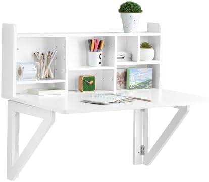 SoBuy Mesa Plegable de Pared con estantería, Mesa de Cocina Plega...