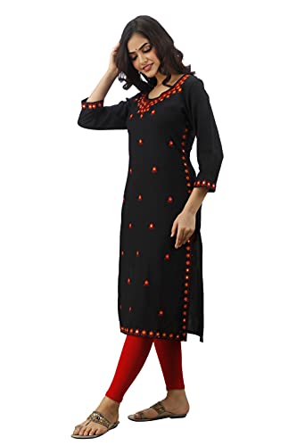 Image of Women's Rayon Heavy Embroidery Work Straight Kurta