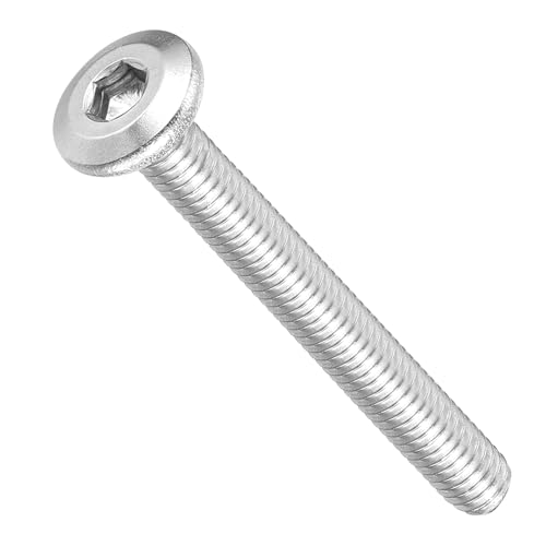 Image of METALLIXITY Flat Head Hex Socket Cap Screws Bolts(M4-0.7x35) 50Pcs, 304 Stainless Steel Hex Socket Furniture Bolts Screws - for Furniture Woodworking Project, Silver Tone