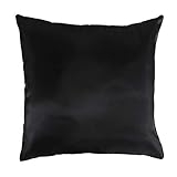 1 Kissenhülle mit Reißverschluss, ohne Füllung/ schwarz/ 50 x 50 cm/ 100% Polyester, Seidenoptik/ waschbar bei 30 Grad Feinwaschgang.