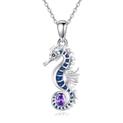 JERWLI Collier hippocampe en argent sterling 925 avec pendentif en forme d'hippocampe - Cadeau pour femme et mère