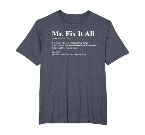 Mr Fix It All T-Shirt, Men's Big and Tall, Heather Blue, 2X Tall