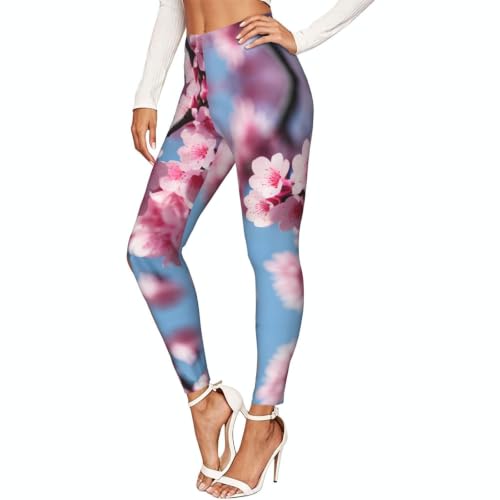 Leggings de compresión sin transparencias mallas suaves de flores de cerezo mujer