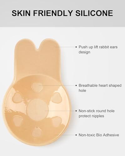 Sticky Bra Push Up 2 Pairs,Adhesive Bras Strapless Backless Bra for Women with Pasties2