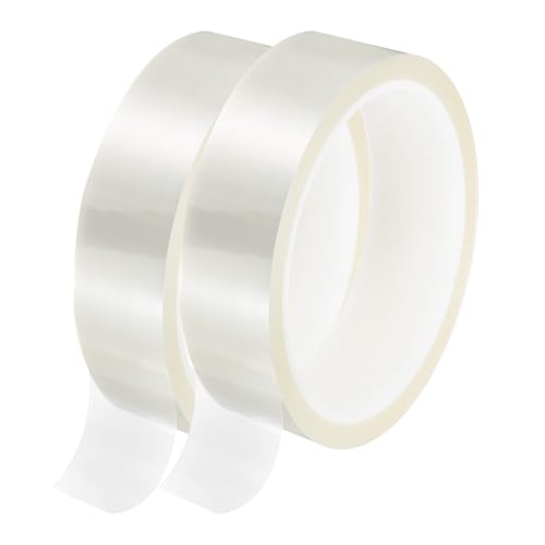 Image of uxcell Clear Heat Tape, 2 Rolls 25mmx33m 108ft High Temperature Heat Resistant Tape for Sublimation,Heat Vinyl Press,Heat Transfer, Circuit Board, No Residue