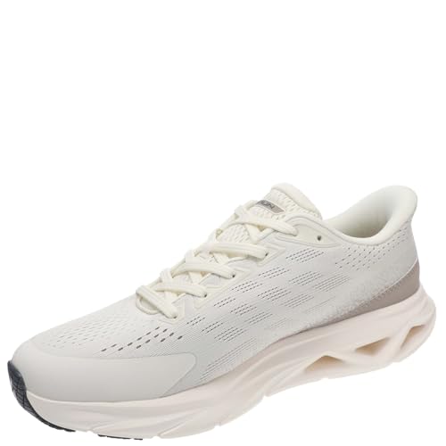 Skechers Baskets Glide Step homme textile blanc, chaussures de marche légères et souples