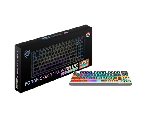Image of msi Forge GK600 TKL W Mars US - Mechanical Linear SWITCHES - Dye-Sublimated PBT Keycaps, Anti-Slip Base, RGB LED, USB 2.0, Bluetooth, 2.4 GHz - Tenkeyless