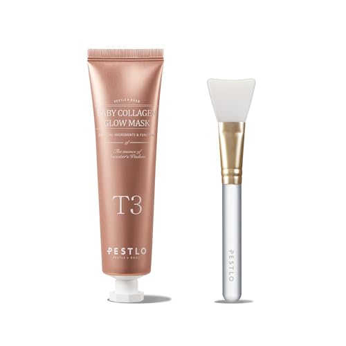 PESTLO Glow Application Set: Baby Collagen Glow Mask (1.69 fl oz) + Silicone Spatula Brush – Vegan Collagen Mask & Precision Applicator for Firm, Radiant Skin