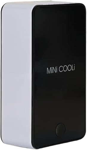 Mini Cooli - Ventilador de refrigeración portátil sin aspas con soporte y cable de carga mini USB de 1400 mAh 5 V (negro)