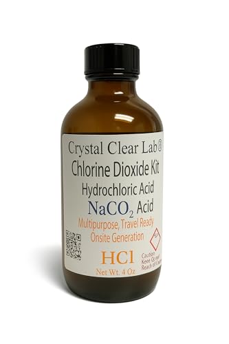 Crystal Clear Lab Chlorine Dioxide Kit | Hydrochloric Acid 4-5% (HCl) : Sodium Solution (8oz) Liquid Set