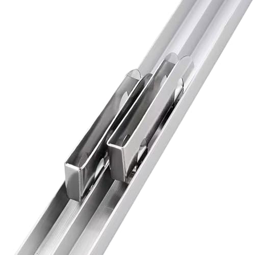 Machtiging Riel De Puerta Corrediza De Doble Riel,Kit de herrajes Resistentes for Puertas corredizas Dobles,Kit De Riel Puerta Corrediza De Bolsillo,Aleación de Aluminio,para Puerta corrediza Vidrio