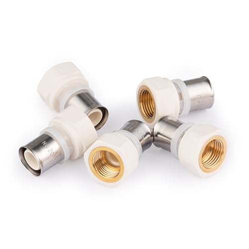 Racor multicapa PPSU para prensar hembra 1/2 - Ø20 (5 racores) QUICK PLOMBERIE | perfiles de engaste TH y U | sistema anti-fugas LBP | 0 plomo | compatible con agua potable