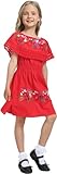 YZXDORWJ Mexican Dress for Girls Embroidered Cinco de Mayo Dress Kids Fiesta Floral Vestidos Girl's Traditional Dress (130, G623R), 7 Years