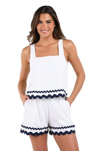 La Blanca Women's Fly-Away Tank Swimsuit Cover Up, White//Poolside Chic, X-Small