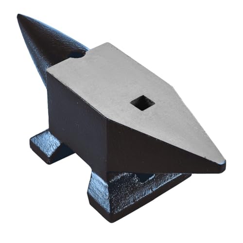110 LBS Single Horn Anvil, Steel High Hardness Rugged Round Horn Anvil Blacksmith, Large Countertop and Stable Base,Metalsmith Tool for Bending and Shaping
