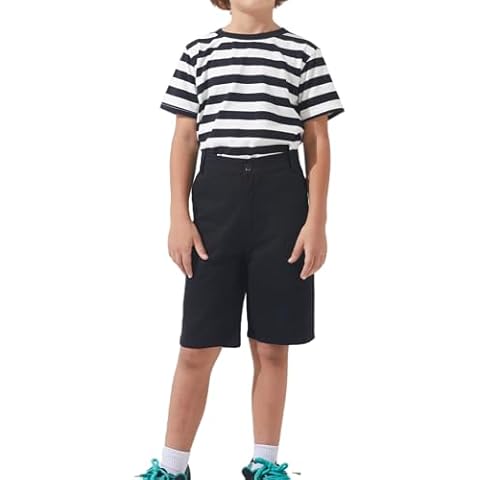 GRANDWISH Boys Chino Shorts, Kids Flat Front Twill Uniform Shorts, Black, Size 12/L Cover