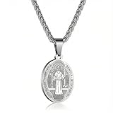 medaglia san cristoforo Design simbolico: La medaglia di San Benedetto combina significato profondo e stile. Con l'immagine del Santo sul fronte e preghiere del rito di esorcismo sul retro, rappresenta un'espressione di fede, un amuleto protettivo e un accessorio elegante per chi cerca spiritualità e raffinatezza