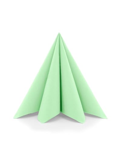 Sovie HOME Serviette in PISTAZIE aus Linclass Airlaid, 40 x 40cm, 1/4 Falz, 12 Stück, hochwertige stoffähnliche Einweg-Servietten für Dinner, Feier, Event