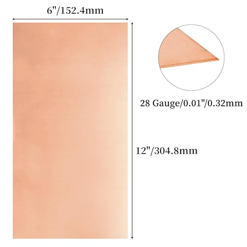 GOORY 3Pcs 28 Gauge Copper Sheet