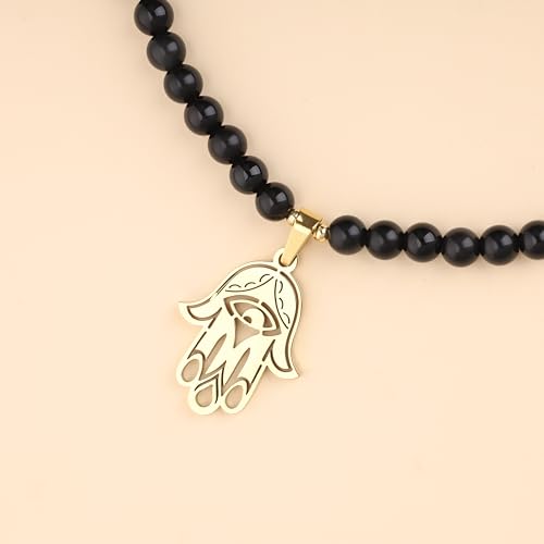 COAI Hamsa Hand Stone Beaded 108 Mala Necklace4