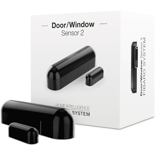 FIBARO Door Windows Sensor 2 / Z-Wave Plus Türfenster und Temperatursensor, Schwarz, FGDW-002-3